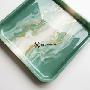 Luxury Green <b>Marble</b> Resin Tray – Handmade <b>Square</b> Decorative Serving Tray with Gold Vein Detail | Modern <b>Coffee</b> <b>Table</b> & Vanity - Product Image 6