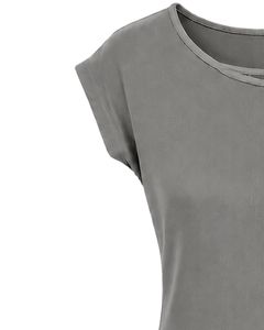 Manufacturer Gray Women Casual T Shirt Floral <b>Ring</b> Neck Short Sleeve Summer Fashion Soft <b>Stretch</b> Ladies Tee Elegant Daily Wear - Product Image 3