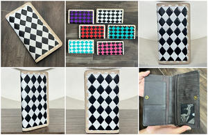 Nueva Cartera Larga de Cuero Genuino a Cuadros Hecha a Mano al por Mayor, Cartera de Estilo Occidental Unisex, Tarjetero, Monedero - Product Image 3