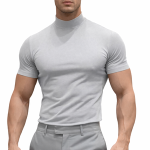 T-shirt décontracté pour homme |   T-shirt à manches courtes de couleur unie brodé coupe classique |   Coton polyester écologique |   Vente en gros OEM - Product Image 2