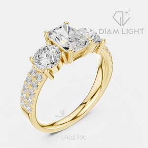 1.04CT Emerald Cut Lab Grown Diamond 14KT White Gold Engagement Ring Side <b>Stone</b> Bridal Ring IGI Certified Fine Jewelry Women - Product Image 6