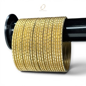 Trendy Non Fading Premium Gold Plated Crystals Fashion <b>Bracelets</b> <b>Bangles</b> Indian Jewelry for Women Textured Stainless Steel - Product Image 5
