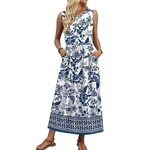 Vestidos de Verano WIHOLL para Mujer 2026, Vestidos Largos Fluidos con Corte en A, sin Mangas, con Bolsillos - Product Image 3