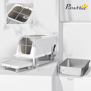 Lettiera per Gatti Extra Large in Acciaio Inossidabile con Recinzione, Paletta, Sacchetto Deodorante e Pedale Raccogli Sabbia - Accessorio Tutto-in-Uno - Product Image 3