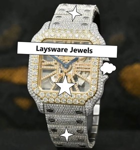 ผ่านเครื่องทดสอบเพชรนาฬิกาผู้ชายทำจากสเตนเลสสตีลหรูหราฮิปฮอปเท่ๆพร้อมกลไกการเคลื่อนที่ของหน้าปัดเข็มชี้ - Product Image 1