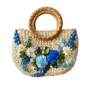 Bolso de Mano de Seagrass Bordado a Mano de Primera Calidad, Bolso Tote Tejido Natural para Mujer con Etiqueta Privada y Empaque Personalizado - Product Image 1