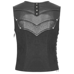 Gilet de motard gothique noir personnalisé en cuir véritable pour homme, style punk, avec lacets latéraux et clous - Product Image 2