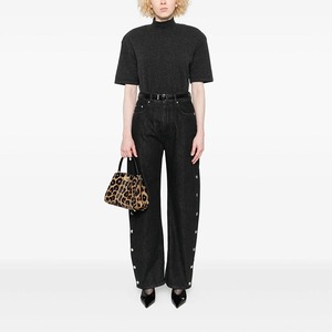 Jeans de mezclilla negros de cintura alta personalizados para mujer, jeans sexys de verano con botones, de buena calidad y cómodos para mujer. - Product Image 3