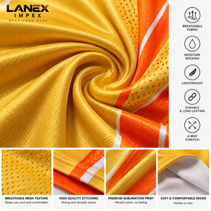 Tenues de basket-ball dorées professionnelles, ensembles de maillots et shorts personnalisés pour équipes, tissu athlétique confortable, kits de vêtements de sport en gros - Product Image 5
