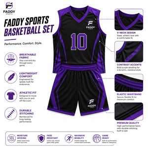 Ensemble d'uniformes de basketball personnalisés par sublimation, maillot et short d'entraînement respirants en mesh à séchage rapide, vêtements de sport en gros pour hommes - Product Image 5