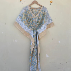 Bata Kimono con Estampado de Dibujos Animados para Mujer, 100% Algodón, Camisón de Verano Hecho a Mano, Cuello en V, Cintura Elástica, Largo hasta la Rodilla - Product Image 1