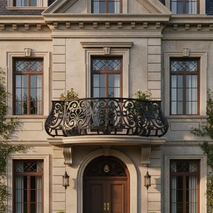 Victorian-style wrought iron balcony railing – <b>Wall</b>-<b>mounted</b>, rust-resistant, easy to install, suitable for exterior decoration - Product Image 4