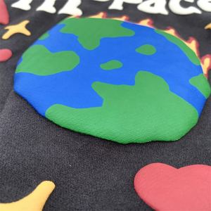 Sweat à capuche homme style urbain avec logo en relief, imprimé mousse, crâne arc-en-ciel, léger, pull d'hiver - Product Image 6