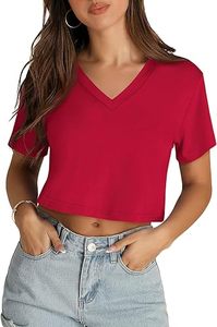 Tops Cortos de Alta Calidad para Mujer, Camisetas Básicas de Verano con Cuello en V, Camisetas Casuales de Manga Corta - Product Image 6
