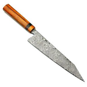 Couteau de Chef de 8 Pouces de Haute Qualité en Acier Damas VG10 à 67 Couches avec Manche en Bois d'Olivier, Vente en Gros - Product Image 3