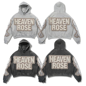OEM Custom Graphic Oversized Acid Wash Hoodie Unisex Streetwear Puff Print <b>Patch</b> Embroidery Wholesale Y2K <b>Punk</b> Sweatshirt - Product Image 5