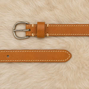Ceinture en cuir véritable marron pour femme, style décontracté, avec boucle métallique et bords cousus, vente en gros, fournisseur et fabricant de ceintures habillées pour femmes - Product Image 6