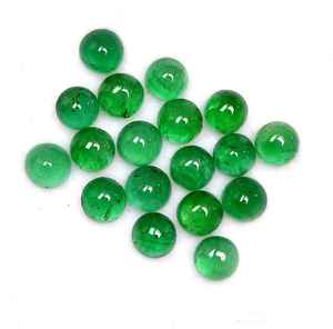 Lot de perles de bijoux certifiées, émeraudes naturelles rondes cabochon, calibrées, non traitées - Product Image 3