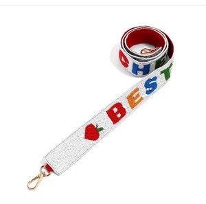 Handmade Stylish Seed Beaded <b>Adjustable</b> Lanyard <b>Strap</b> Customizable Red/White for Women and Girls for Game Day cross body <b>strap</b> - Product Image 1