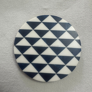 Sous-verres en résine époxy AG Elements, design géométrique bleu, diamètre 100 mm, résistants à la chaleur, écologiques, antidérapants, pour table basse - Product Image 1