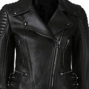 New Arrival Custom Made Women's <b>Winter</b> <b>Leather</b> <b>Jacket</b> Stand Collar Breathable Eco-friendly Durable Customizable Low Plain Dyed - Product Image 4