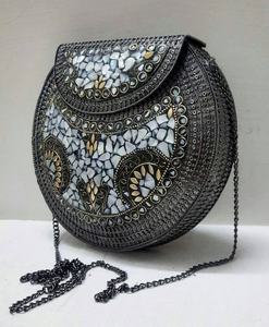 Handmade Women's Evening <b>Bag</b> Gold Chain Iridescent Mosaic Mother Pearl Clutch Purse Casual Vintage Fashion for Weddings Special - Product Image 4