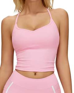 <b>Women</b> Light Pink White Contrast Sports Bra & High Waist <b>Leggings</b> Set Stretch Yoga Fitness Gym Workout Wear Custom OEM Wholesale - Product Image 1