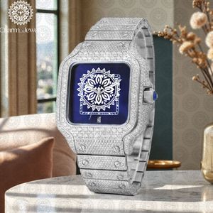 Reloj de Diamantes de Lujo para Mujer Charm Jewells, Cuadrado, de Acero Inoxidable, Analógico, de Cuarzo, con Esfera Azul, Visualización de Fecha, Estilo Joyería de Moda - Product Image 4