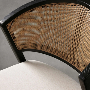 Luxury French Rattan Dining Chair with Solid <b>Oak</b> <b>Frame</b> and Upholstered Seat, Nordic Modern Wooden Chair for Hotel and Restaurant - Product Image 6