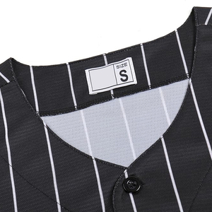 Classic Vertical Pinstripe Baseball Jersey Black And White Vintage Style Athletic <b>Shirt</b> For Professional Team Uniforms - Product Image 3