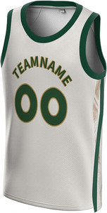 Camiseta de Baloncesto Personalizada Blanca y Verde, 100% Algodón Ecológico, de Secado Rápido, Manga Corta, Uniforme de Equipo con Impresión de Nombre, Número y Logotipo - Product Image 6