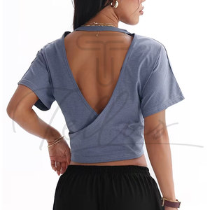 Crop Tops Cortos de Algodón para Mujer al por Mayor, con Logotipo Personalizado, Sexy, Casual, Camisetas Cortas para Mujer - Product Image 5