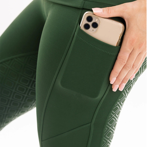 Pantalon d'équitation pour femme, taille mi-haute, vert uni, coupe slim, avec poches, pour l'équitation - Product Image 4