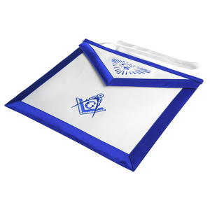Master Mason Blue Lodge <b>Apron</b> - <b>White</b> Tape Ties Custom Masonic <b>Aprons</b> manufactured with precision workmanship - Product Image 5