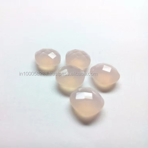 พลอยแคลซิโดนีสีชมพูธรรมชาติ 100% แบบกึ่งมีค่า รูปทรงดับเบิ้ลเชคเกอร์ พร้อมการเจียระไนแบบซอฟท์พาสเทล สำหรับทำเครื่องประดับและตกแต่ง - Product Image 3