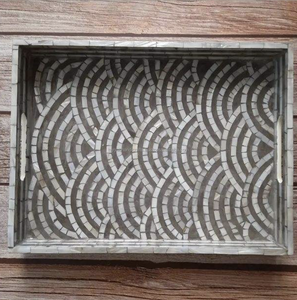 Exquisita Bandeja de Madera Hecha a Mano con Incrustaciones de Hueso, Personalizable y Duradera, para Presentación de Postres, Apta para Lavavajillas de Grado Comercial - Product Image 5