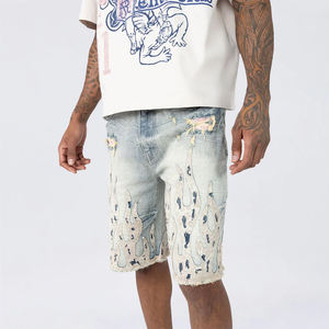 Pantalones Cortos de Mezclilla Elásticos de Moda Urbana para Hombre, Fabricante, Logotipo Personalizado, Pantalones Cortos Desgastados - Product Image 5