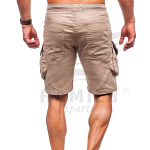 2027 <b>Men's</b> Beige Cargo <b>Shorts</b> Solid Color Elastic Waist Front Multiple Pockets HIGH STREET Style Cotton Fabric Breathable Quick - Product Image 2