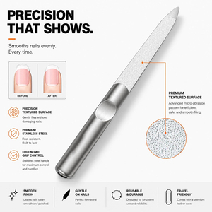 100/180 Grit Manicure <b>Nail</b> <b>Files</b> Surgical Grade Stainless Steel Fingernail <b>Files</b> Double Sided Beauty Salon Use OEM Toenail <b>File</b> - Product Image 2