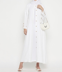Abaya Musulmana Blanca Tradicional Islámica de Dubái para Mujer, al por Mayor, de Poliéster Transpirable, Largo hasta el Tobillo, Estilo Saudí, para Primavera - Product Image 5