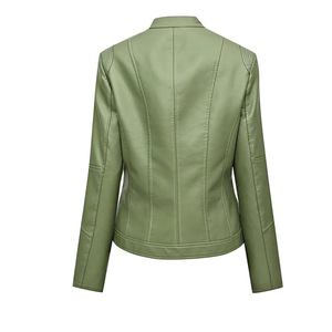 Premium Luxury Women's Leather <b>Jacket</b> Printed Windproof Soft Touch <b>Long</b> Sleeve Sheep Skin Polyester Lining Timeless Fashion - Product Image 2