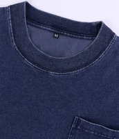 Nouveauté T-shirts à manches courtes pour hommes en denim tricoté 100% coton, respirant, anti-rides, séchage rapide, poche poitrine, t-shirt personnalisé