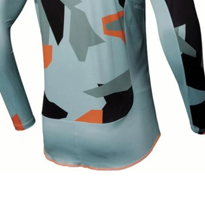 Customized Men's Long Sleeve <b>Cycling</b> Jersey-Light Blue/Orange/Black Geometric Pattern Breathable Quick Dry 100% Polyester Fabric - Product Image 6