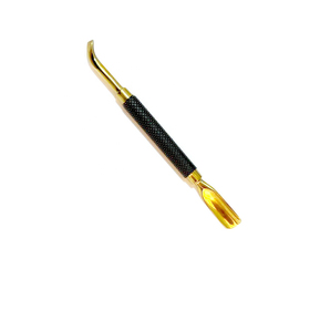 Pousse-cuticules double tête incurvé tendance en acier inoxydable, or et noir, pour manucure, pédicure et dissolvant de vernis gel - Product Image 2