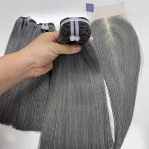 Color gris fresco vietnamita humano Color natural precio de fábrica extensiones de cabello hueso pelo liso - Product Image 3