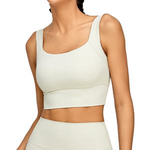 Sujetador deportivo de tela acanalada con espalda en U, a prueba de golpes, talla grande para mujer, sensación de segunda piel, sexy, para tenis, entrenamiento y yoga. - Product Image 1