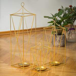 Farol Decorativo Nórdico de Hierro sin Llama, Hexagonal, Geométrico, Hecho a Mano, Resistente al Calor, Adornos Románticos para Mesa de Boda y Hogar - Product Image 2