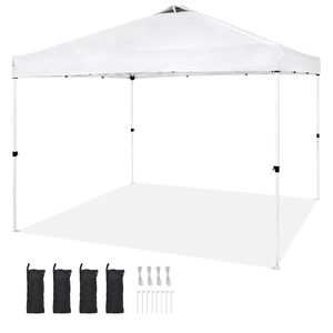 Tenda a baldacchino pop-up 3x3 m (10x10 ft) in PU 250D argentato impermeabile, portatile con borsa a rotelle e sacchi di sabbia - Product Image 1