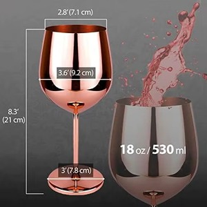 Juego de 4 Copas de Vino de Acero Inoxidable y Cobre, Diseño Redondo Moderno, Vasos Duraderos para Fiestas y Reuniones Familiares - Product Image 3