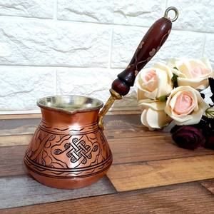 Cafetera Turca de Latón Grabado con Asa de Metal Fundido Tradicional, Olla Cezve Resistente, Utensilios para Café Griego Briki, Venta al por Mayor - Product Image 5